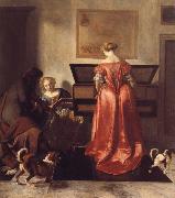 OCHTERVELT, Jacob A Woman Playing a Virgind,AnotherSinging and a man Playing a Violin France oil painting artist